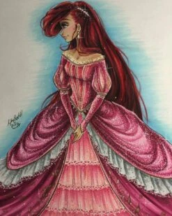 Broderie Diamant <br> Ariel La Sirène Avec Robe De Princesse