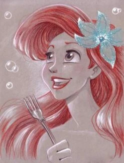Broderie Diamant <br> Ariel La Petite Sirène Et Sa Fourchette