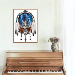Broderie Diamant Attrape Rêves Des Loups -Atelier Broderie Diamant broderie diamant attrape reve des loups decor atelier broderie diamant