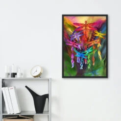 Broderie Diamant <br> Attrape Rêve Et Libellules -Atelier Broderie Diamant broderie diamant attrape reve et libellules decor atelier broderie diamant