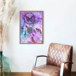 Broderie Diamant <br> Attrape Rêve Et Papillon -Atelier Broderie Diamant broderie diamant attrape reve et papillon decor atelier broderie diamant