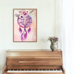 Broderie Diamant <br> Attrape Rêve Floral 7 Broderie Diamant <br> Attrape Rêve Floral -Atelier Broderie Diamant broderie diamant attrape reve floral decor atelier broderie diamant