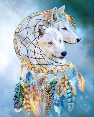 Broderie Diamant <br> Attrape Rêve Loups 3 Broderie Diamant <br> Attrape Rêve Loups