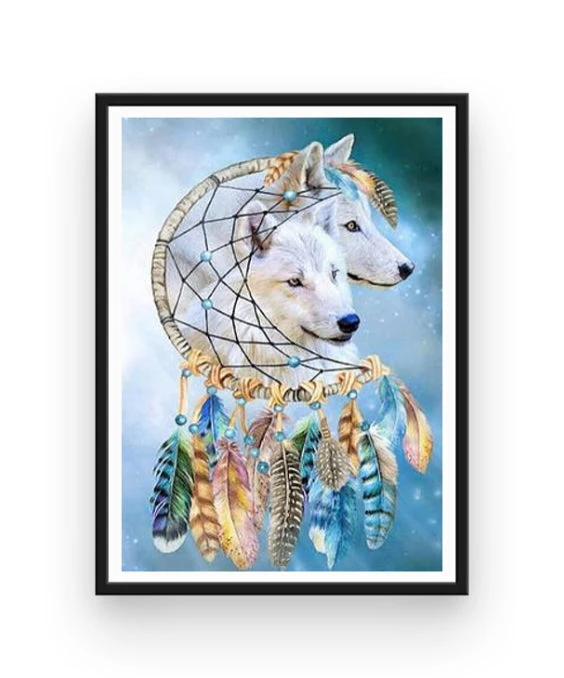 Broderie Diamant <br> Attrape Rêve Loups 4 Broderie Diamant <br> Attrape Rêve Loups – Image 2