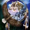 Broderie Diamant <br> Attrape Rêve Loups Et Aigle