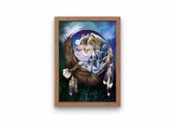 Broderie Diamant <br> Attrape Rêve Loups Et Aigle -Atelier Broderie Diamant broderie diamant attrape reve loups et aigle cadre atelier broderie diamant