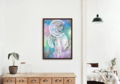 Broderie Diamant <br> Attrape Rêve Lune -Atelier Broderie Diamant broderie diamant attrape reve lune decor atelier broderie diamant