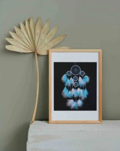 Broderie Diamant <br> Attrape Rêve Plumes Bleues -Atelier Broderie Diamant broderie diamant attrape reve plumes bleues decor atelier broderie diamant