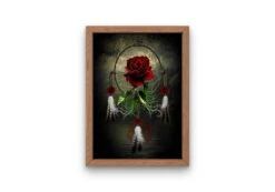 Broderie Diamant <br> Attrape Rêve Rose Rouge -Atelier Broderie Diamant broderie diamant attrape reve rose rouge cadre atelier broderie diamant