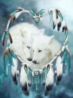 Broderie Diamant <br> Attrape Rêves Couple De Loups