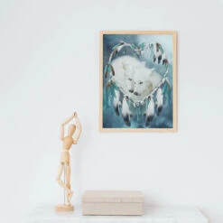 Broderie Diamant <br> Attrape Rêves Couple De Loups -Atelier Broderie Diamant broderie diamant attrape reves loups decor blancs atelier broderie diamant