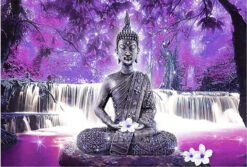 Broderie Diamant <br> Bouddha Et Cascades Violettes