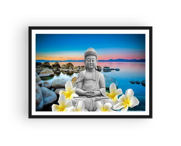 Broderie Diamant <br> Bouddha Et Fleurs Jaunes 4 Broderie Diamant <br> Bouddha Et Fleurs Jaunes – Image 2