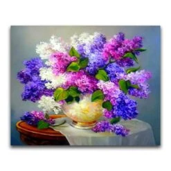 Broderie Diamant <br> Bouquet De Lilas Violets