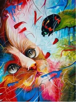 Broderie Diamant <br> Chat Abstrait Nature