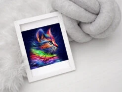 Broderie Diamant <br> Chat Au Profil Coloré -Atelier Broderie Diamant broderie diamant chat au profil colore decor atelier broderie diamant