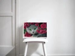 Broderie Diamant <br> Chat Et Fleurs Rouges 7 Broderie Diamant <br> Chat Et Fleurs Rouges -Atelier Broderie Diamant broderie diamant chat et fleurs rouges decor atelier broderie diamant