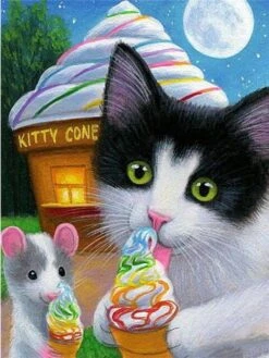 Broderie Diamant <br> Chat Et Rongeur