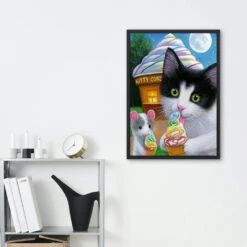 Broderie Diamant <br> Chat Et Rongeur -Atelier Broderie Diamant broderie diamant chat et rongeur decor atelier broderie diamant