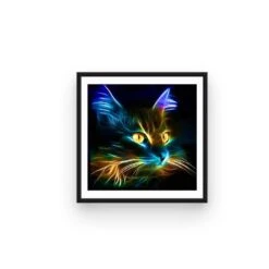 Broderie Diamant <br> Chat Fluorescent -Atelier Broderie Diamant broderie diamant chat fluorescent cadre atelier broderie diamant