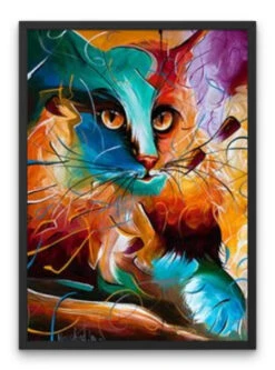 Broderie Diamant <br> Chat Orange & Bleu 6 Broderie Diamant <br> Chat Orange & Bleu -Atelier Broderie Diamant broderie diamant chat orange bleu cadre atelier broderie diamant