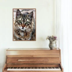 Broderie Diamant <br> Chat Tigré -Atelier Broderie Diamant broderie diamant chat tigre decor atelier broderie diamant