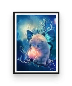 Broderie Diamant <br> Chaton Ailé -Atelier Broderie Diamant broderie diamant chaton aile cadre atelier broderie diamant