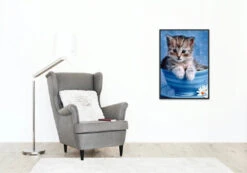 Broderie Diamant <br> Chaton Dans Bol -Atelier Broderie Diamant broderie diamant chaton dans decor cadre atelier broderie diamant