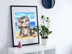 Broderie Diamant <br> Chaton Et Coquillage -Atelier Broderie Diamant broderie diamant chaton et coquillage decor atelier broderie diamant