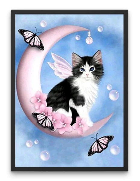 Broderie Diamant <br> Chaton Sur La Lune 4 Broderie Diamant <br> Chaton Sur La Lune – Image 2