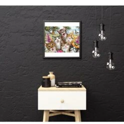 Broderie Diamant <br> Groupe De Chats Rigolos -Atelier Broderie Diamant broderie diamant chats rigolos decor atelier broderie diamant