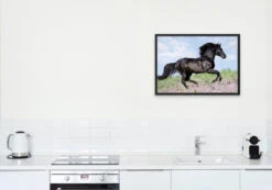 Broderie Diamant <br> Cheval Noir Galop -Atelier Broderie Diamant broderie diamant cheval noir galop decor atelier broderie diamant