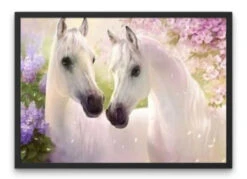 Broderie Diamant <br> Chevaux Blancs -Atelier Broderie Diamant broderie diamant chevaux blancs cadre atelier broderie diamant