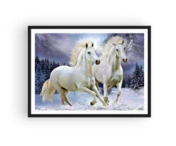 Broderie Diamant <br> Chevaux Des Neiges -Atelier Broderie Diamant broderie diamant chevaux des neiges cadre atelier broderie diamant