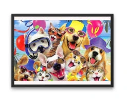 Broderie Diamant <br> Chiens Et Chats à La Plage -Atelier Broderie Diamant broderie diamant chiens et chats a la plage cadre atelier broderie diamant