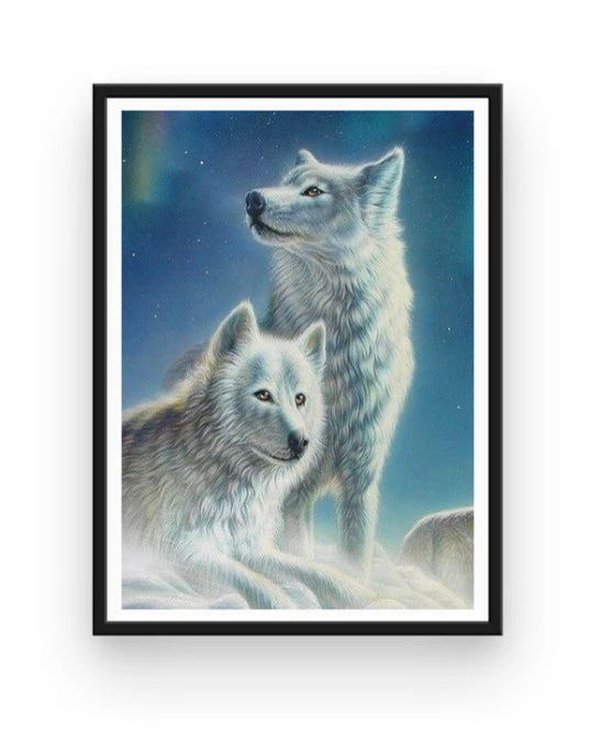 Broderie Diamant <br> Couple De Loups Blancs 4 Broderie Diamant <br> Couple De Loups Blancs – Image 2