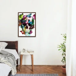 Broderie Diamant <br> Crâne Et Papillons -Atelier Broderie Diamant broderie diamant crane et papillons decor atelier broderie diamant