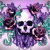 Broderie Diamant <br> Crâne Fleuri -Atelier Broderie Diamant broderie diamant crane fleuri atelier broderie diamant