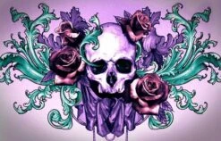 Broderie Diamant <br> Crâne Fleuri