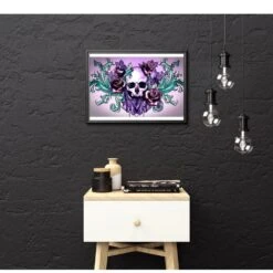 Broderie Diamant <br> Crâne Fleuri -Atelier Broderie Diamant broderie diamant crane fleuri decor atelier broderie diamant