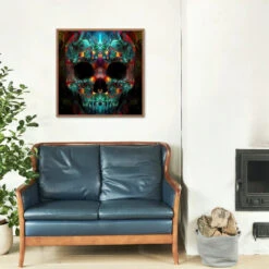 Broderie Diamant <br> Crâne Psychédélique -Atelier Broderie Diamant broderie diamant crane psychedelique decor atelier broderie diamant