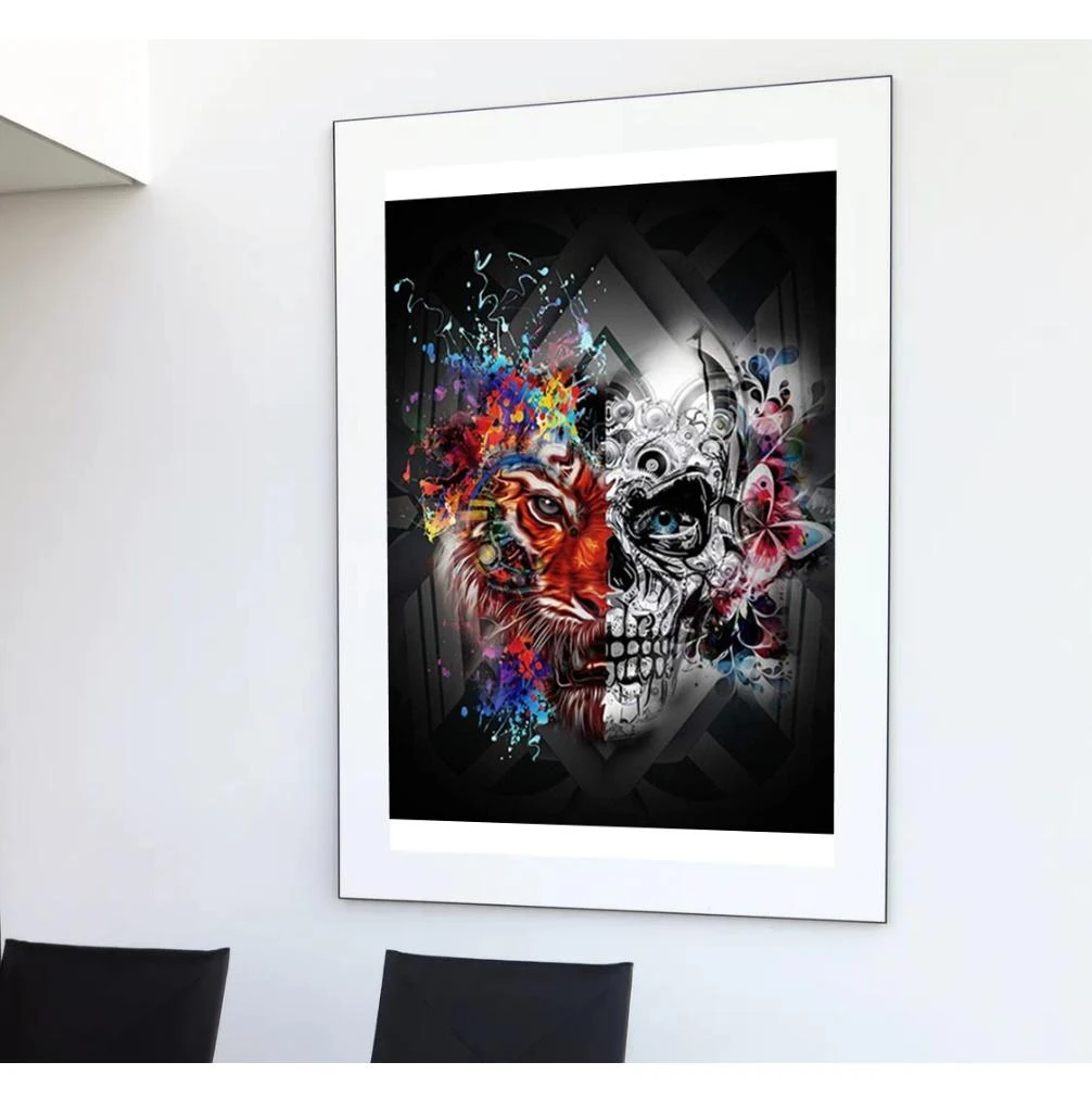 Broderie Diamant <br> Moitié Crâne Moitié Tigre 4 Broderie Diamant <br> Moitié Crâne Moitié Tigre – Image 2