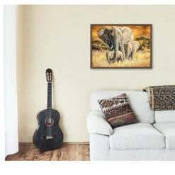 Broderie Diamant <br> Éléphant Et Ses Petits -Atelier Broderie Diamant broderie diamant elephant et ses petits decor atelier broderie diamant