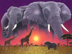 Broderie Diamant <br> Éléphants Et Savane