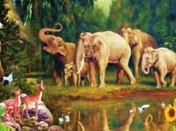 Broderie Diamant <br> Éléphants Sauvages