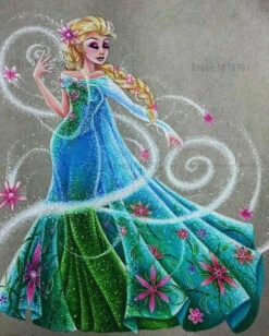 Broderie Diamant <br> Elsa Et Sa Robe Fleurie