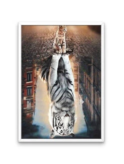 Broderie Diamant <br> Petit Chat Blanc Sera Grand -Atelier Broderie Diamant broderie diamant jeune tigre blanc sera grand cadre atelier broderie diamant