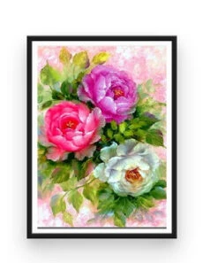 Broderie Diamant <br> Les Trois Pivoines -Atelier Broderie Diamant broderie diamant les trois pivoines cadre atelier broderie diamant