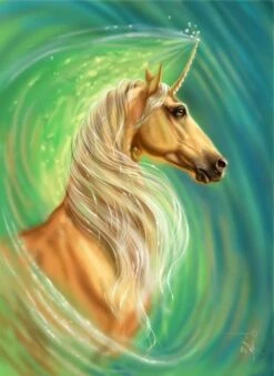 Broderie Diamant <br> Licorne Beige