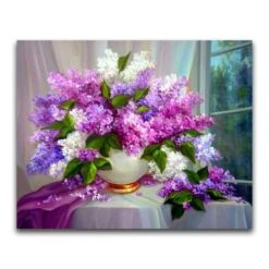 Broderie Diamant <br> Lilas Colorés Aux Nuances De Roses